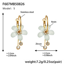 316L Stainless Steel Sparkling Camellia Tassel Hoop Earrings - Image 8