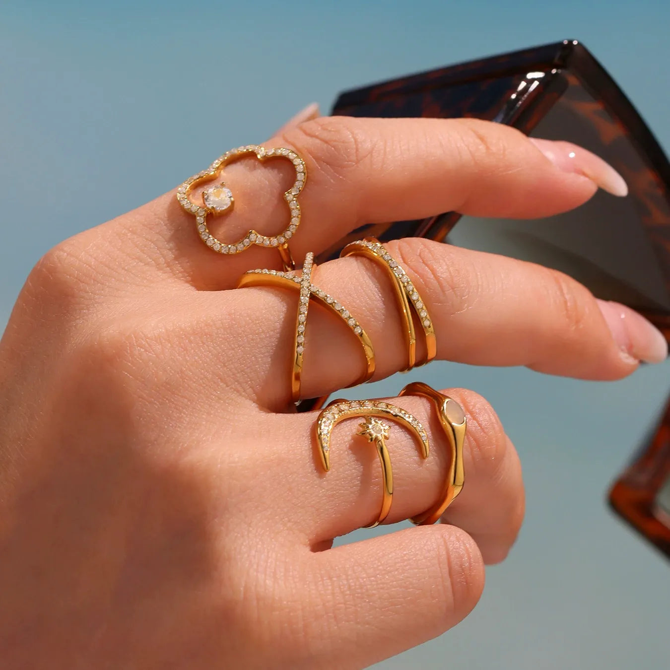 316L Stainless Steel Sparkling Celestial Zirconia Ring - Image 3