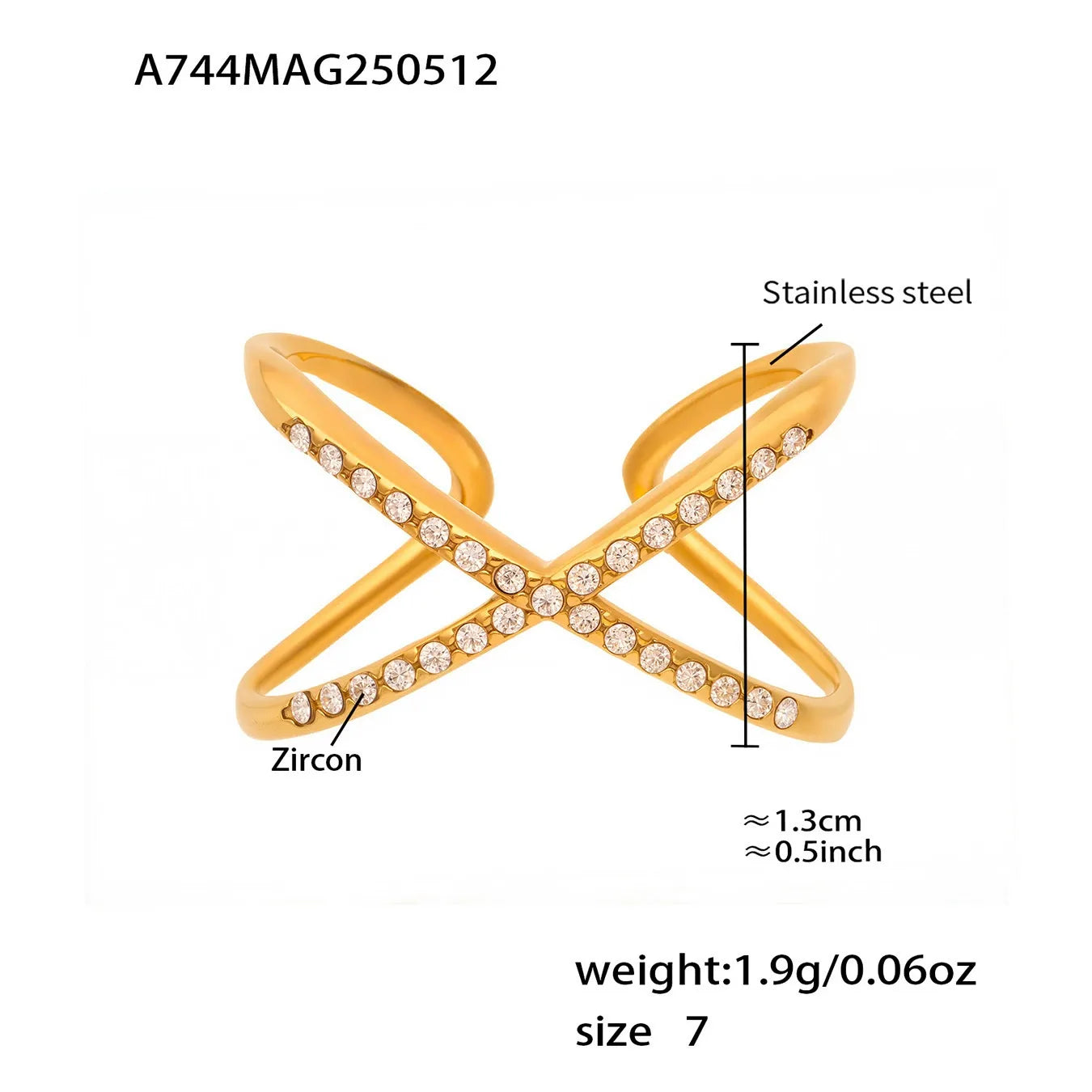 316L Stainless Steel Sparkling Celestial Zirconia Ring - Image 7