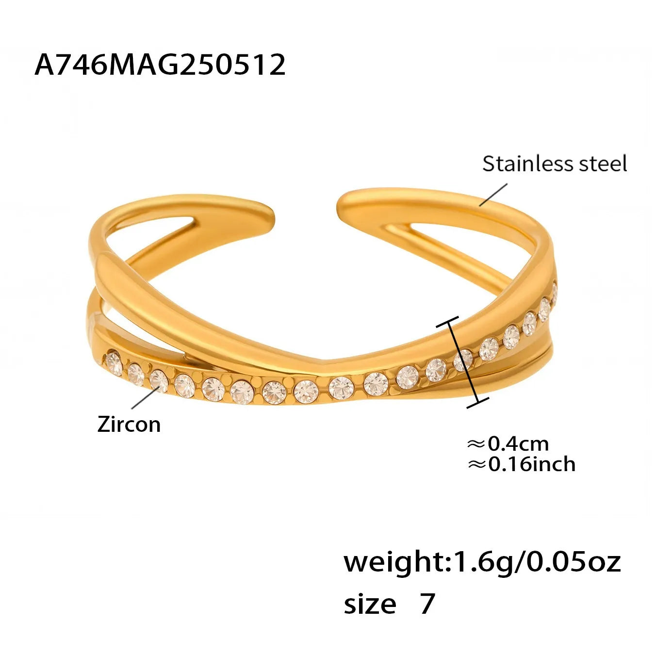 316L Stainless Steel Sparkling Celestial Zirconia Ring - Image 8