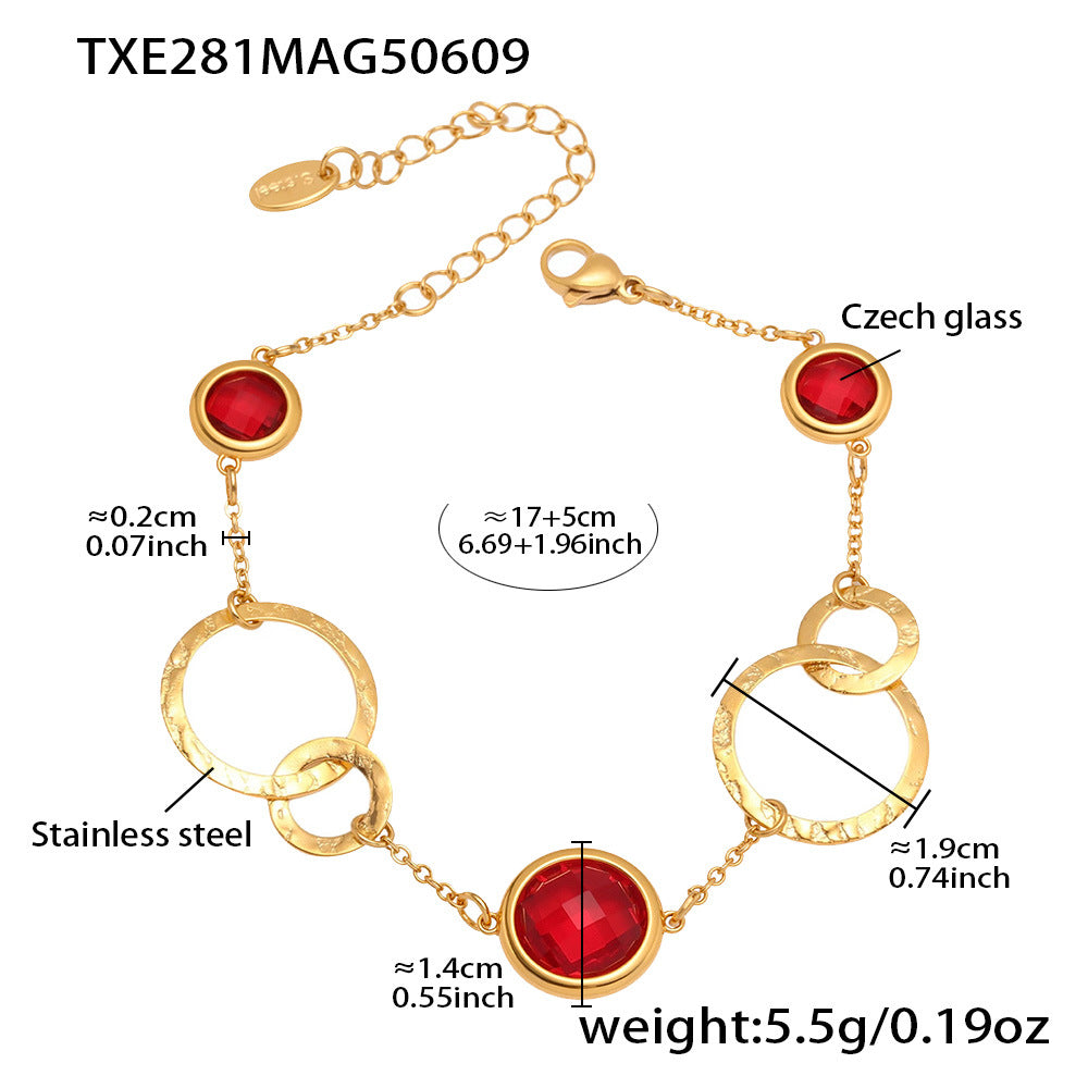 316L Stainless Steel Sparkling Czech Glass Round Bracelet - Image 1