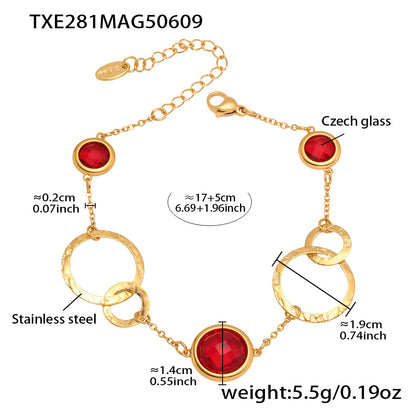 316L Stainless Steel Sparkling Czech Glass Round Bracelet - Image 1