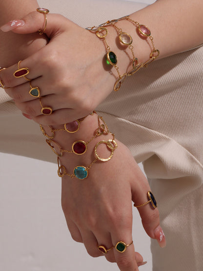 316L Stainless Steel Sparkling Czech Glass Round Bracelet - Image 13