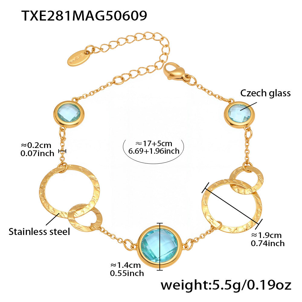 316L Stainless Steel Sparkling Czech Glass Round Bracelet - Image 14