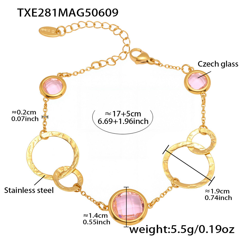 316L Stainless Steel Sparkling Czech Glass Round Bracelet - Image 15