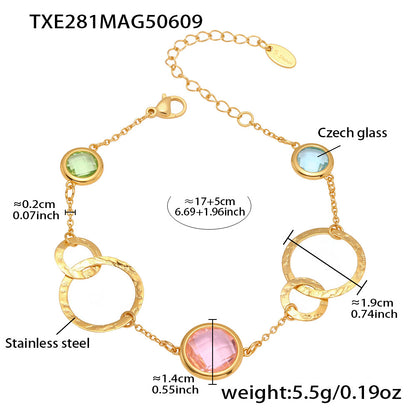 316L Stainless Steel Sparkling Czech Glass Round Bracelet - Image 3