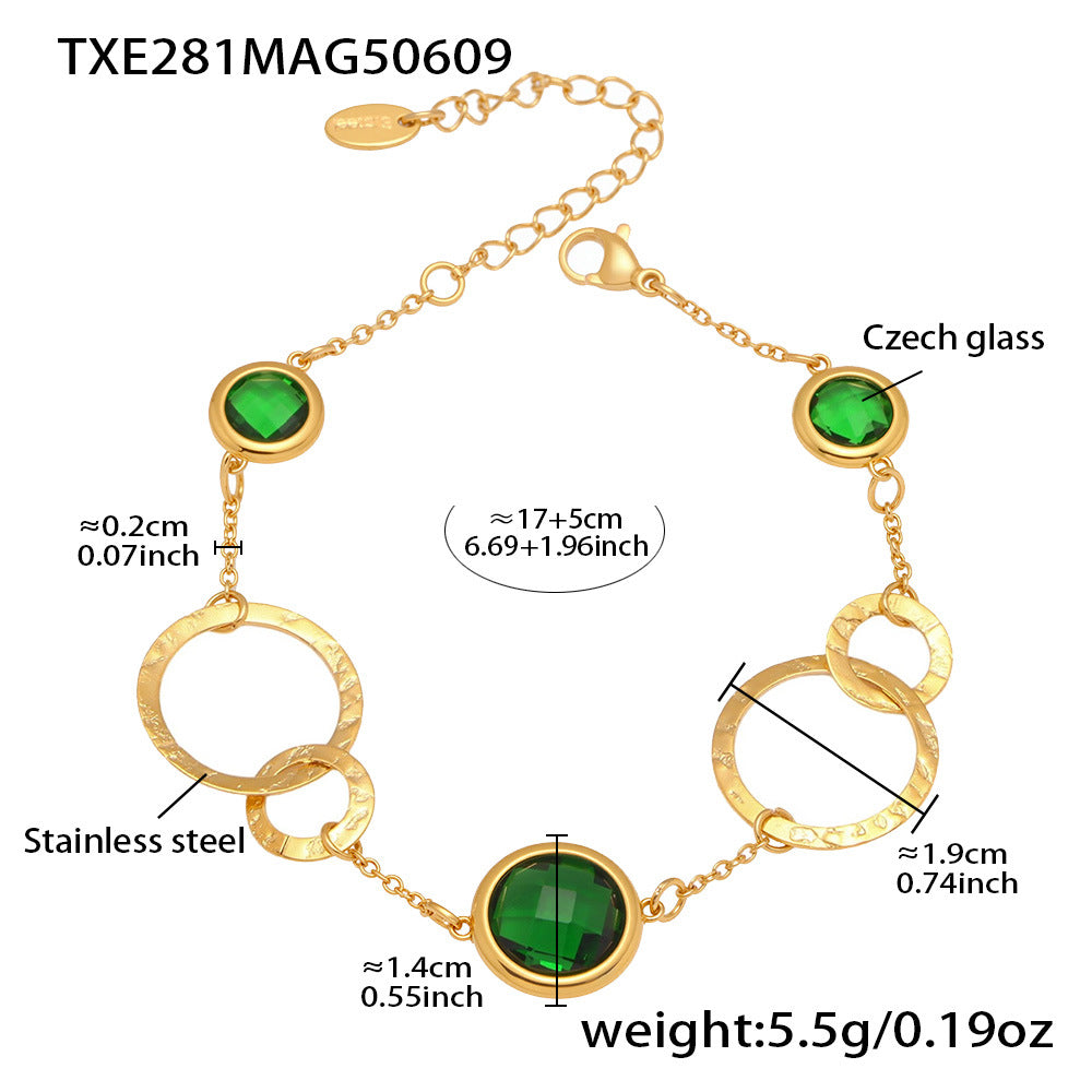 316L Stainless Steel Sparkling Czech Glass Round Bracelet - Image 5