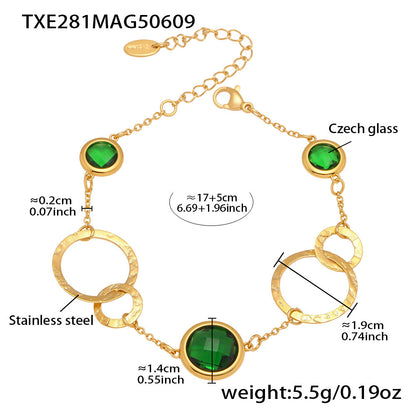 316L Stainless Steel Sparkling Czech Glass Round Bracelet - Image 5