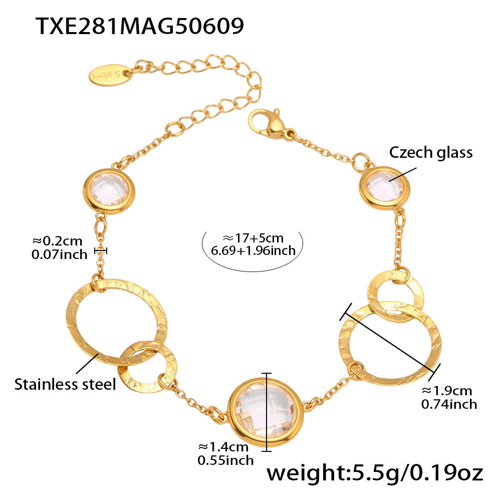 316L Stainless Steel Sparkling Czech Glass Round Bracelet - Image 7