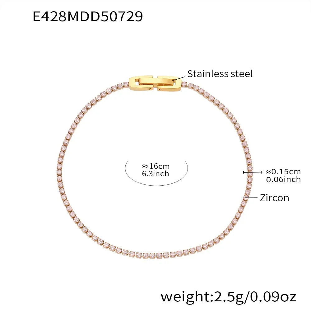 316L Stainless Steel Sparkling Pave Zircon Tennis Bracelet - Image 12