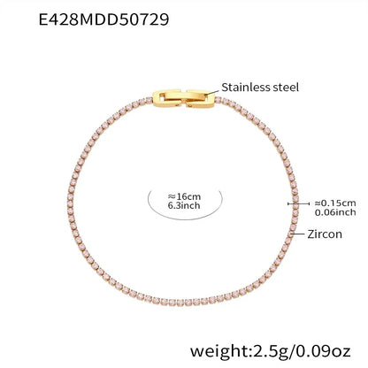 316L Stainless Steel Sparkling Pave Zircon Tennis Bracelet - Image 12