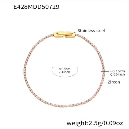 316L Stainless Steel Sparkling Pave Zircon Tennis Bracelet - Image 13