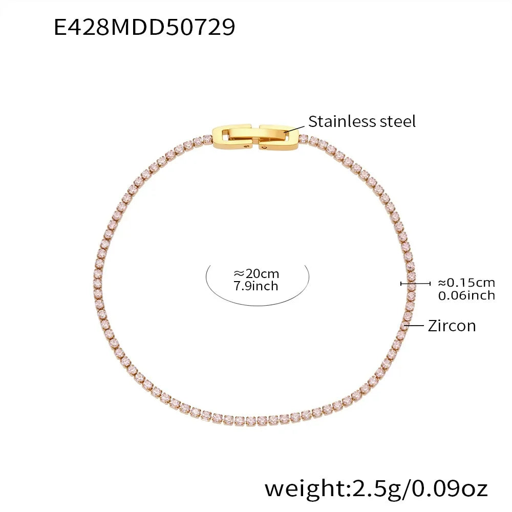 316L Stainless Steel Sparkling Pave Zircon Tennis Bracelet - Image 14