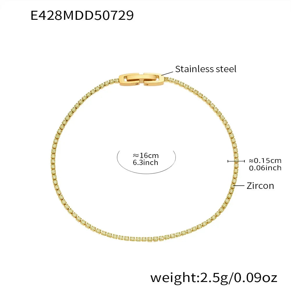 316L Stainless Steel Sparkling Pave Zircon Tennis Bracelet - Image 15