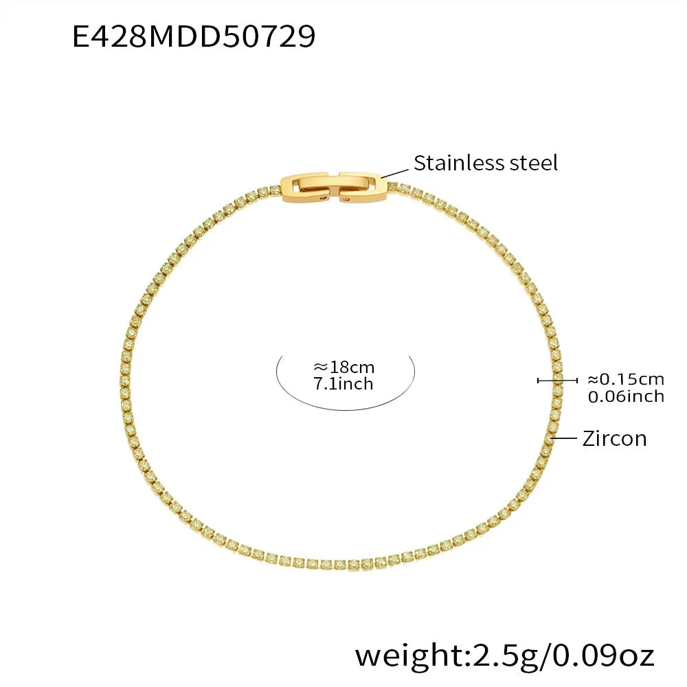 316L Stainless Steel Sparkling Pave Zircon Tennis Bracelet - Image 16