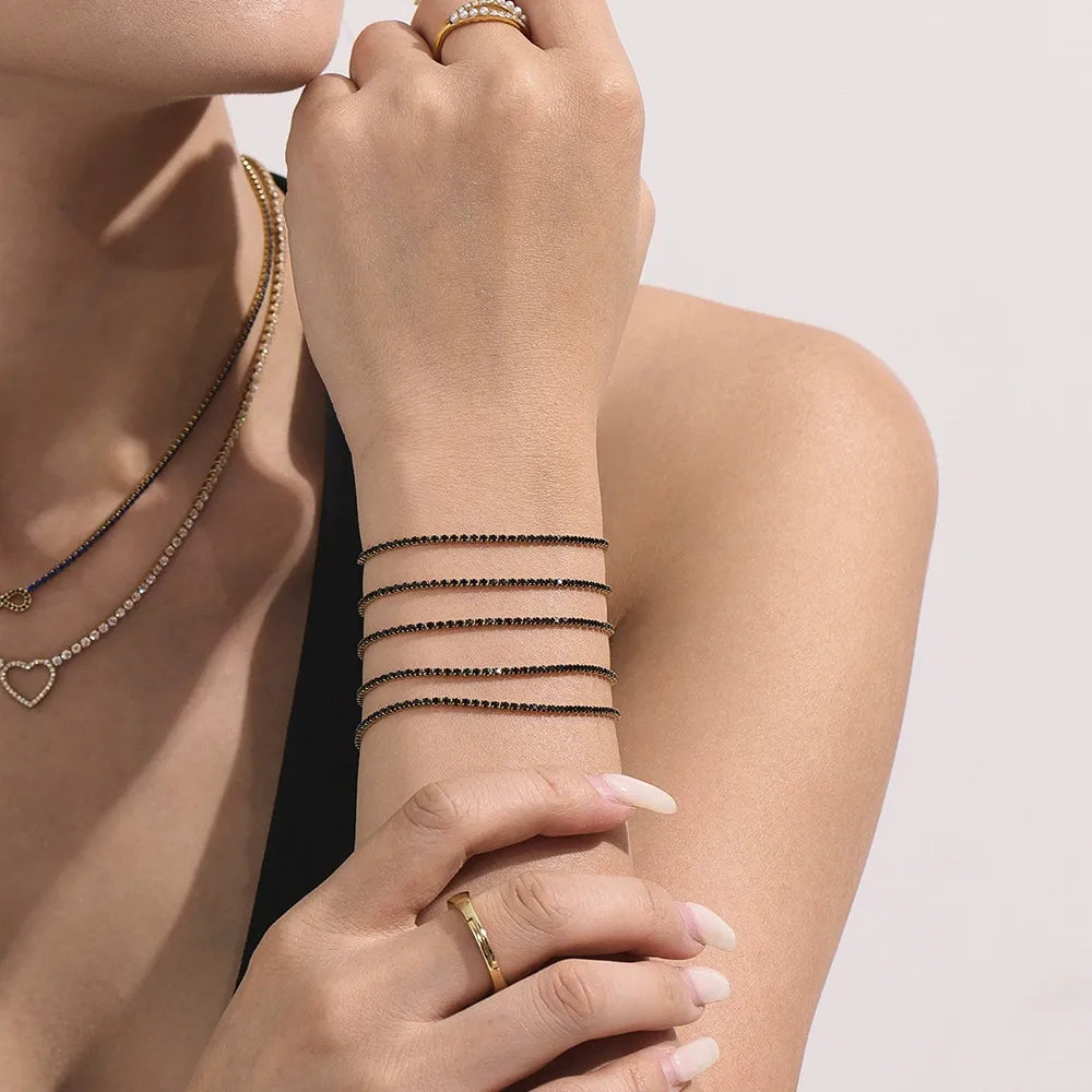 316L Stainless Steel Sparkling Pave Zircon Tennis Bracelet - Image 3