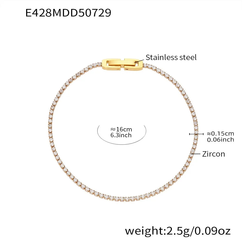316L Stainless Steel Sparkling Pave Zircon Tennis Bracelet - Image 6