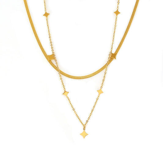 316L Stainless Steel Sparkling Starry Sky Rhombus Dainty Collarbone Necklace - Image 5