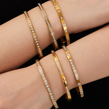 316L Stainless Steel Sparkling Zircon Hinged Bangle Set - Image 10