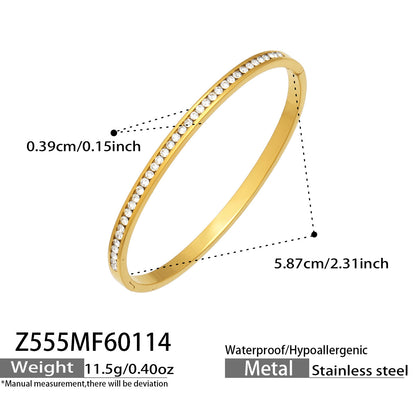 316L Stainless Steel Sparkling Zircon Hinged Bangle Set - Image 14