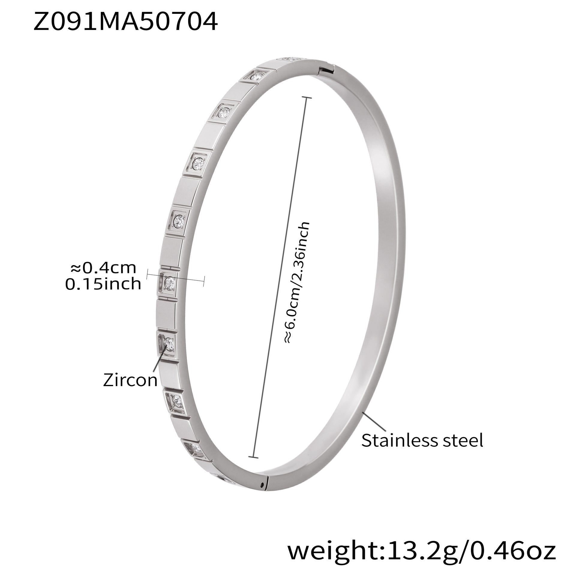 316L Stainless Steel Sparkling Zircon Hinged Bangle Set - Image 8