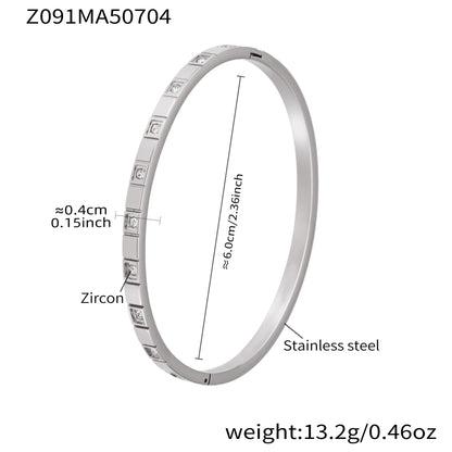 316L Stainless Steel Sparkling Zircon Hinged Bangle Set - Image 8