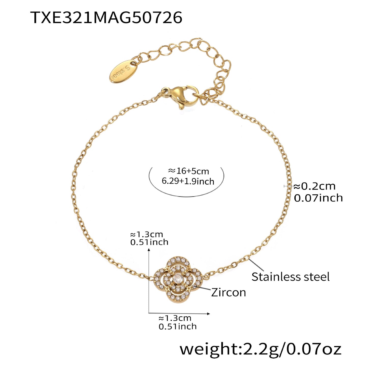 316L Stainless Steel Sparkling Zircon Pavé Four-Leaf Clover & Star Jewelry Collection - Image 7