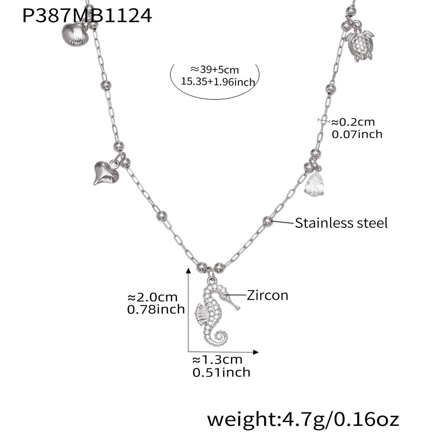 316L Stainless Steel Sparkling Zirconia Bell & Daisy Charm Necklace - Image 1