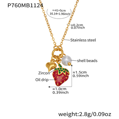 316L Stainless Steel Sparkling Zirconia Bell & Daisy Charm Necklace - Image 8