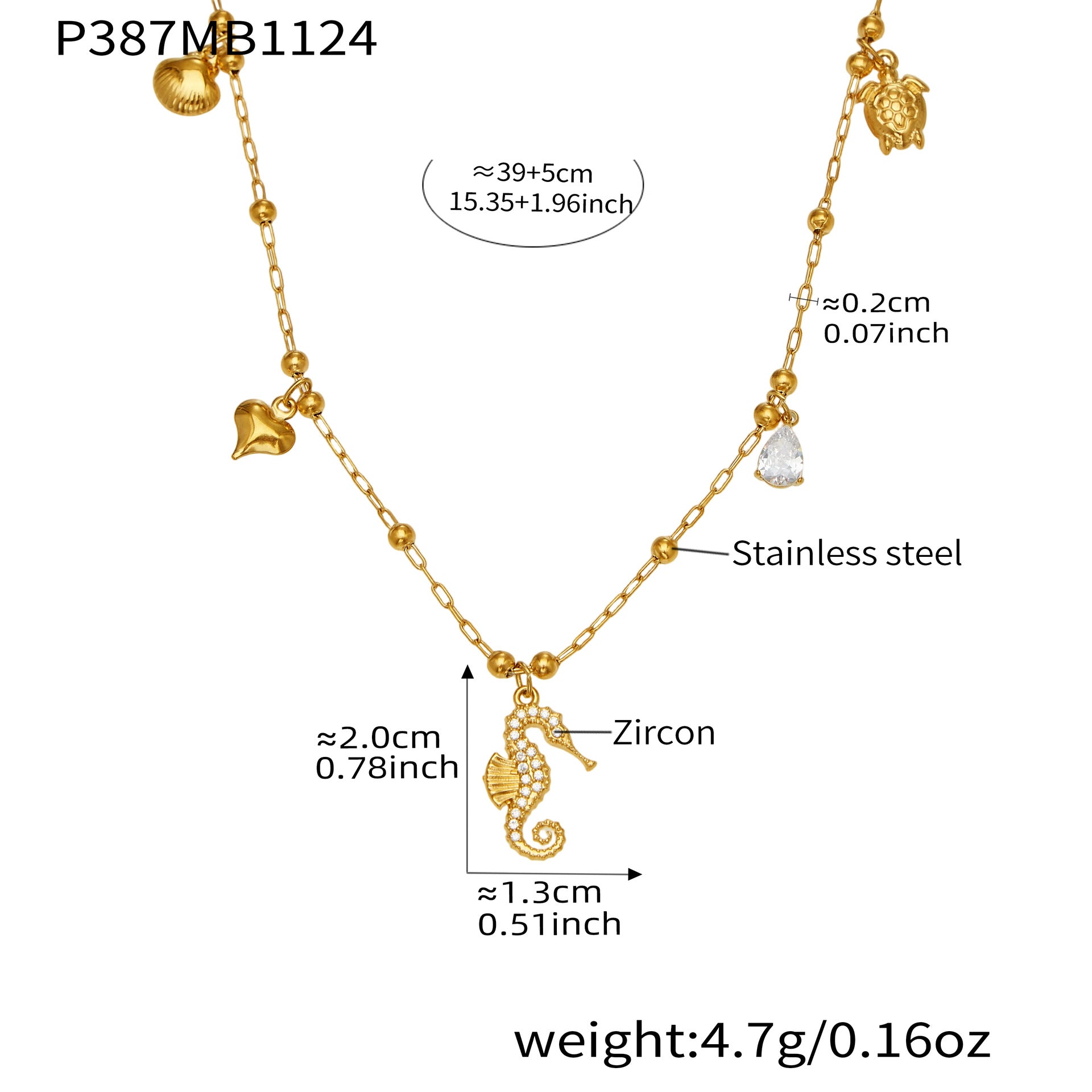316L Stainless Steel Sparkling Zirconia Bell & Daisy Charm Necklace - Image 9