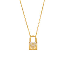 316L Stainless Steel Sparkling Zirconia Heart Lock Pendant Necklace - Image 5