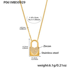 316L Stainless Steel Sparkling Zirconia Heart Lock Pendant Necklace - Image 8