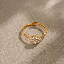 316L Stainless Steel Sparkling Zirconia Teardrop Flower Ring - Image 1