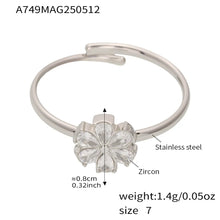 316L Stainless Steel Sparkling Zirconia Teardrop Flower Ring - Image 6