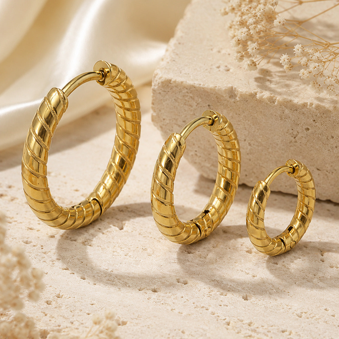 316L Stainless Steel 18K PVD Gold Spiral Earrings made with 316L stainless steel and 18K PVD gold finish for wholesale jewelry buyers - image 11