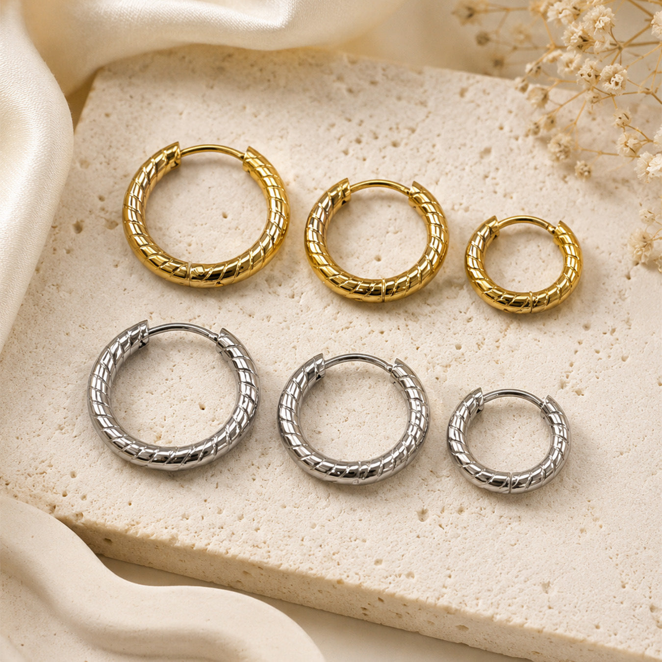 Stylish 18K PVD Gold Spiral Hoop Earrings