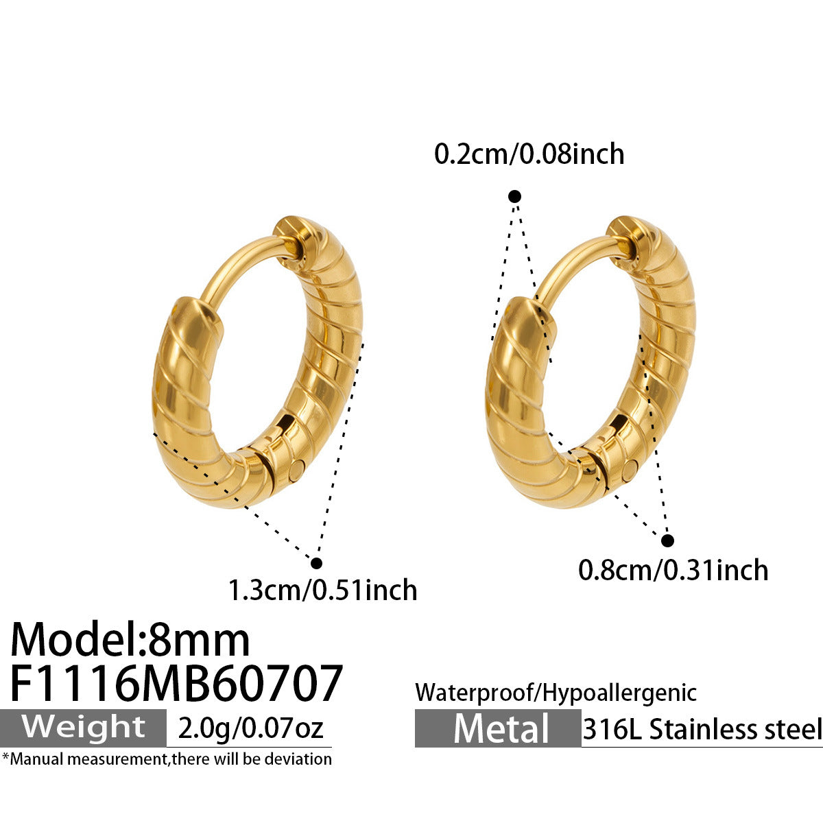 316L Stainless Steel 18K PVD Gold Spiral Earrings made with 316L stainless steel and 18K PVD gold finish for wholesale jewelry buyers - image 7