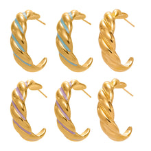 316L Stainless Steel C-Hoop Spiral Enamel Drop Earrings