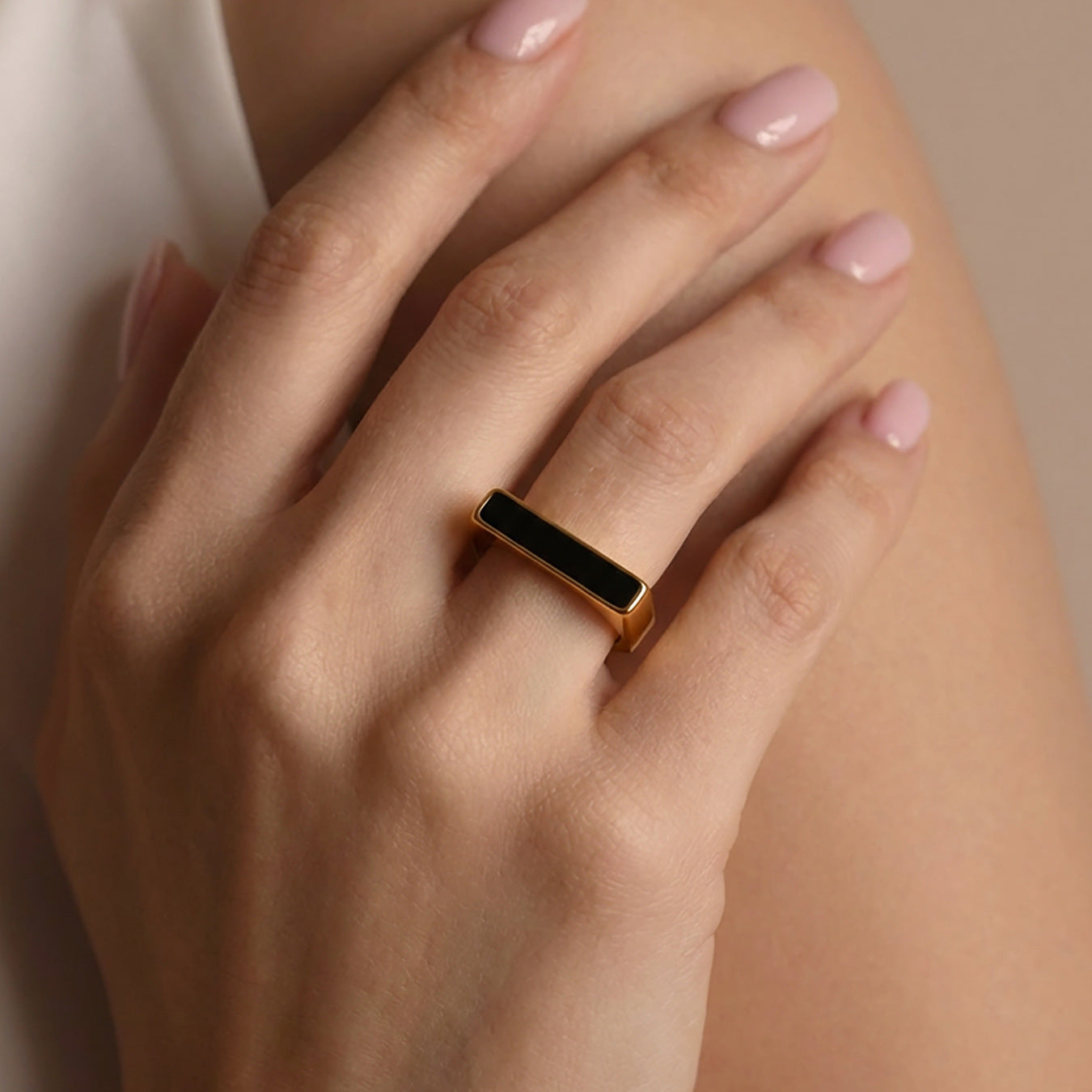 316L Stainless Steel Square Black Inlay Geometric Ring (US 6-8) Wholesale