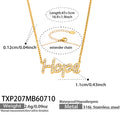TXP207 Gold Zircon HOPE Charm Necklace 43+5cm