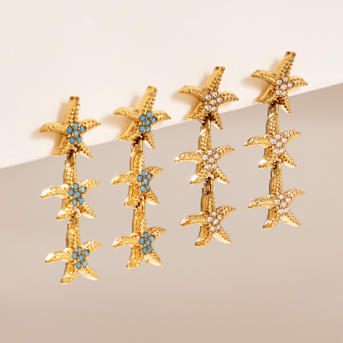 304 Stainless Steel 18K PVD Gold Starfish Earrings and Bracelet Set made with 304 Stainless Steel and 18K PVD gold finish for wholesale jewelry buyers - image 10
