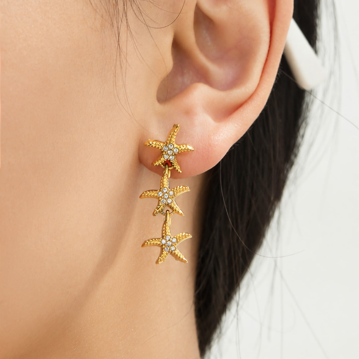 304 Stainless Steel 18K PVD Gold Starfish Earrings and Bracelet Set made with 304 Stainless Steel and 18K PVD gold finish for wholesale jewelry buyers - image 13