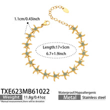 Gold starfish bracelet with azure zircon inlay