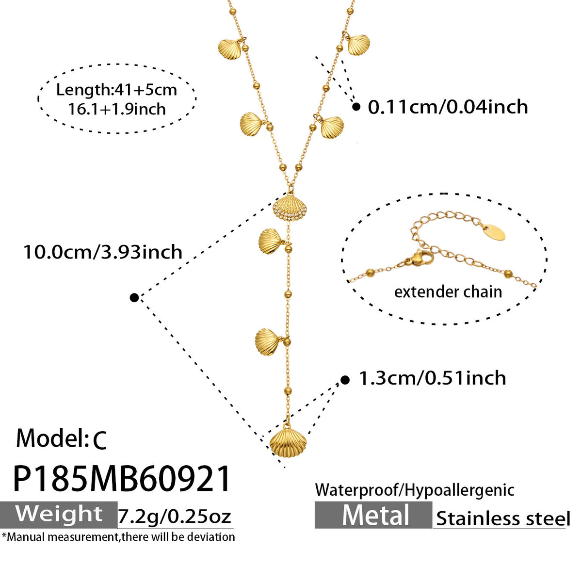 316L Stainless Steel 18K PVD Gold Starfish Y Necklace made with 316L stainless steel and 18K PVD gold finish for wholesale jewelry buyers - image 8