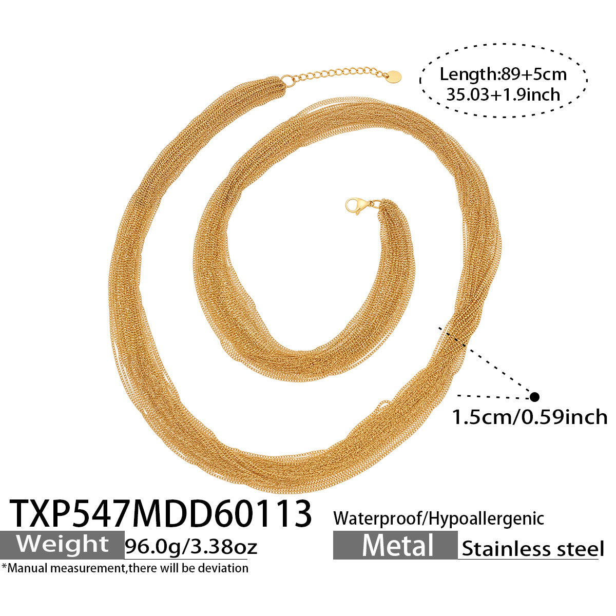 316L Stainless Steel Statement Layered Geometric Two-Tone Bracelet & Necklace Collection - Image 2