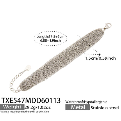 316L Stainless Steel Statement Layered Geometric Two-Tone Bracelet & Necklace Collection - Image 5