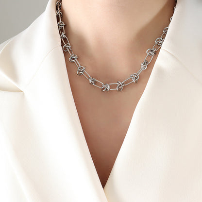 316L Stainless Steel Steel Knotted Paperclip Chain Bracelet Set - Minimalist Knotted Paperclip Chain Wholesale Stainless Steel Jewelry - Sensitive Skin Friendly - Detail 3