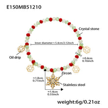 316L stainless steel stocking charm beaded bracelet with red green beads and CZ details