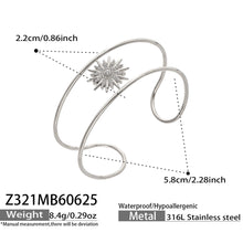 316L Stainless Steel 18K PVD Gold Sun Zircon Open Bangle made with 316L stainless steel and 18K PVD gold finish for wholesale jewelry buyers - image 16