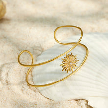 316L Stainless Steel 18K PVD Gold Sun Zircon Open Bangle made with 316L stainless steel and 18K PVD gold finish for wholesale jewelry buyers - image 4